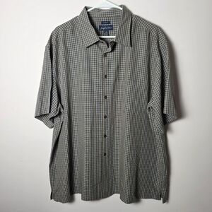 Joseph & Feiss Classic Fit XXL Brown White Check Short Sleeve Button Down Shirt